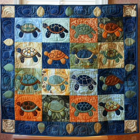 Turtle Oasis Quilted Blanket - Throw (55" x 60")
