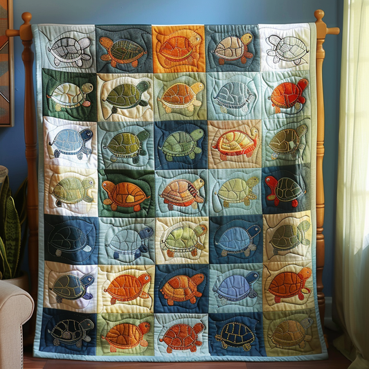 Turtle Parade Quilted Blanket - Throw (55" x 60")