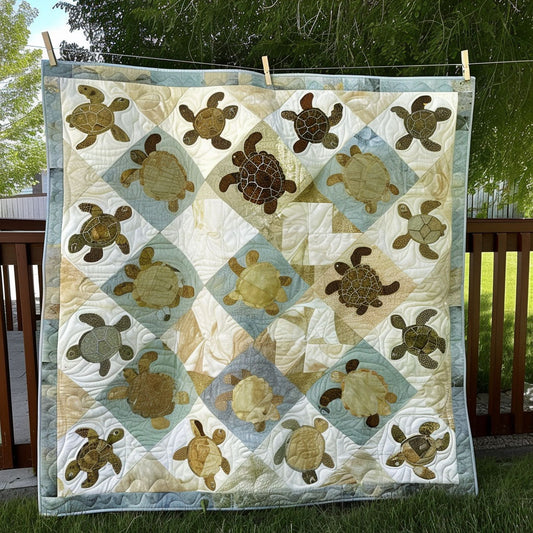 Turtle Paradise Quilted Blanket - Throw (55" x 60")