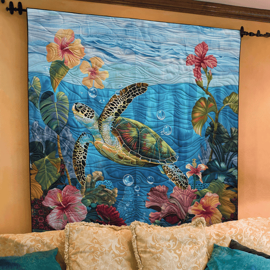Turtle Serenity Quilted Blanket - Throw (55" x 60")