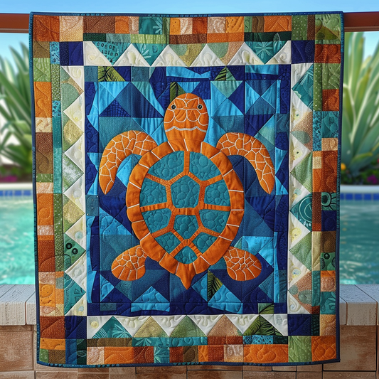 Turtle Tides Quilted Blanket - Throw (55" x 60")