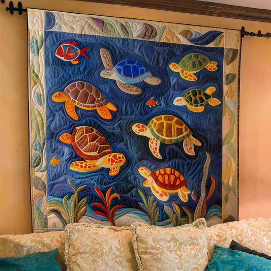 Turtle Tides Quilted Blanket - Throw (55" x 60")