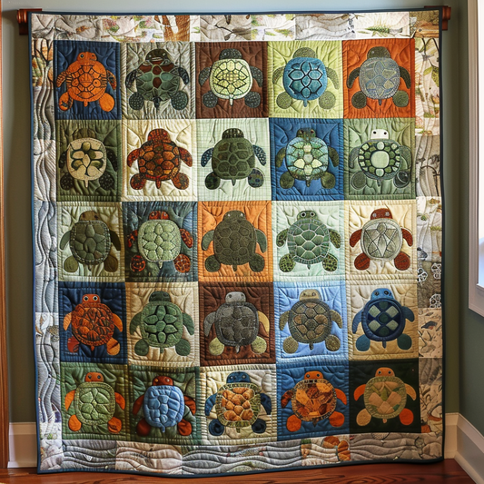 Turtle Trails Quilted Blanket - Throw (55" x 60")