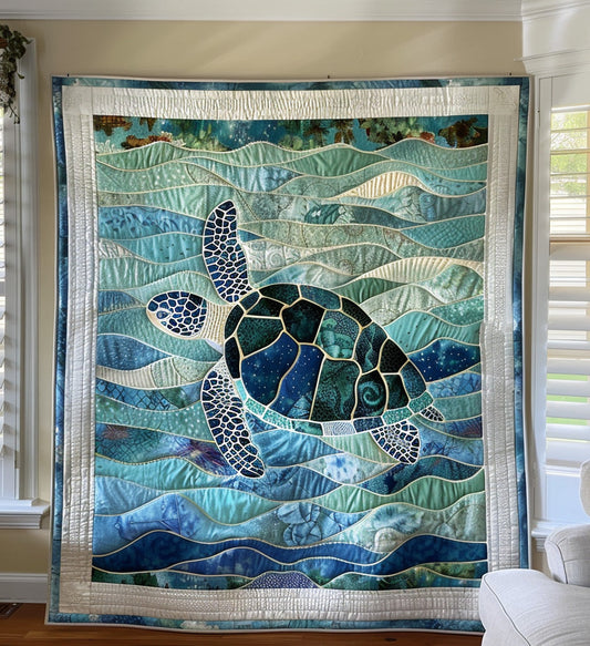 Turtle Tranquility Quilted Blanket - Throw (55" x 60")