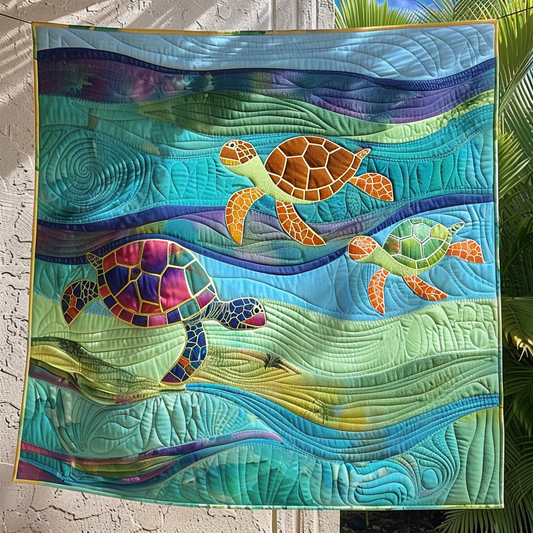 Turtle Trio Quilted Blanket - Throw (55" x 60")