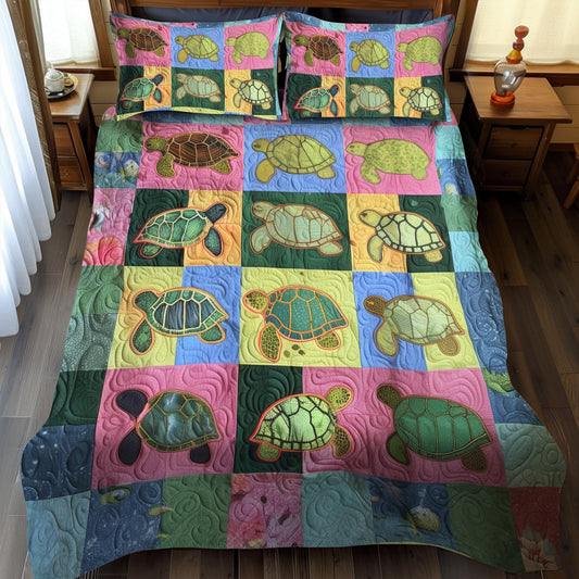 Turtle Waves 3-Piece Quilted Bedding Set - Single (59" x 70")