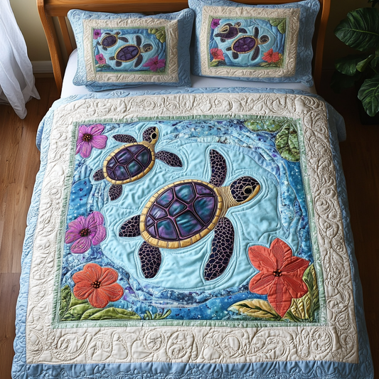 Turtle Cove Bliss Quilted Bedding Set - Single (59" x 70")