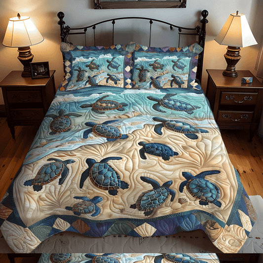 Turtle First Crawl 3-Piece Quilted Bedding Set - Single (59" x 70")