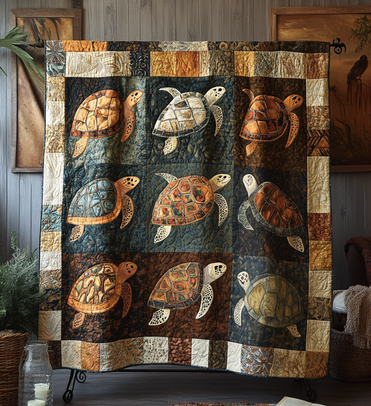 Turtle Fossil Quilted Blanket - Throw (55" x 60")