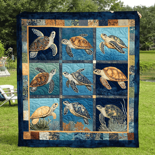 Turtle Lagoon Quilted Blanket - Throw (55" x 60")