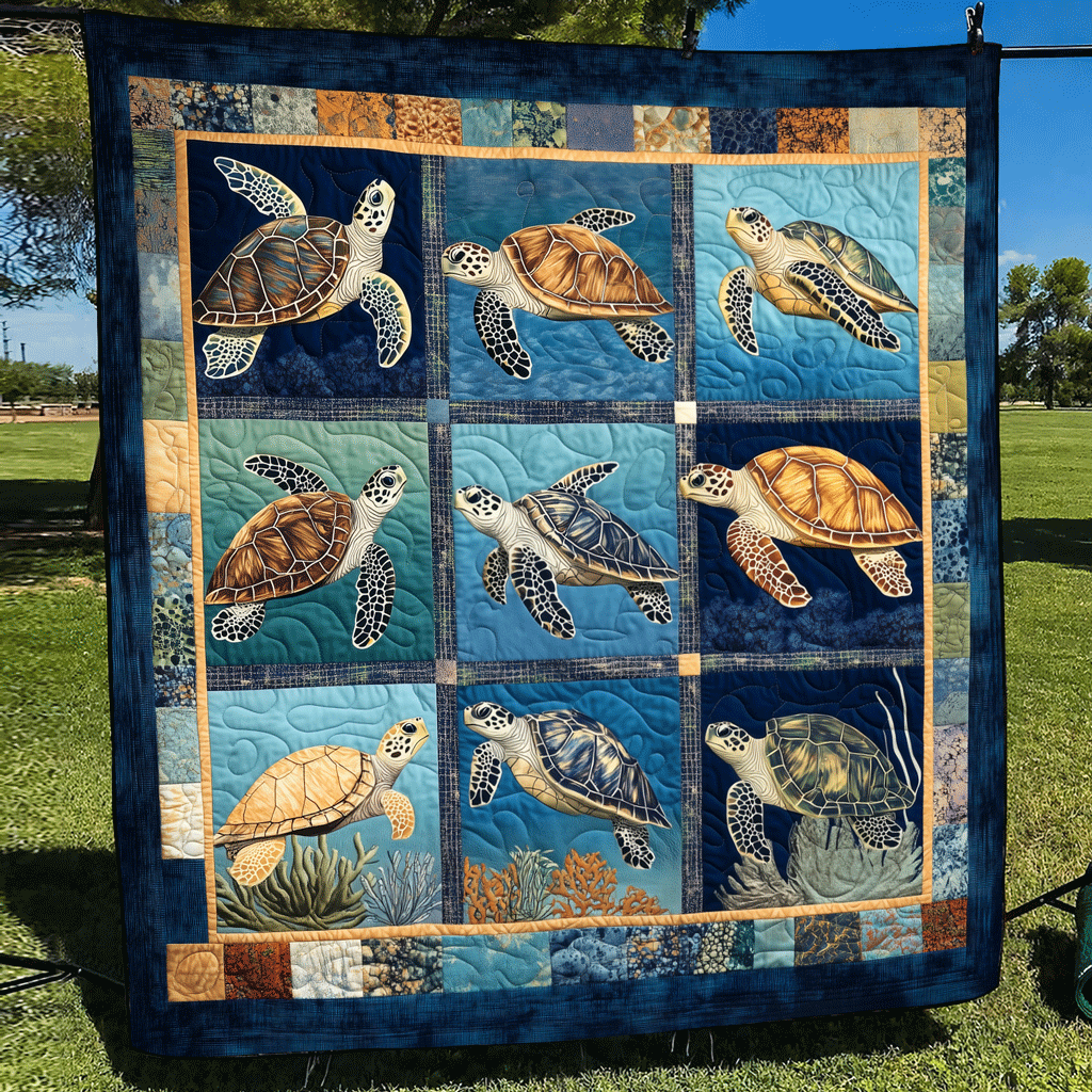 Throw (55'' x 60'') /Turtle Lagoon Quilted Blanket