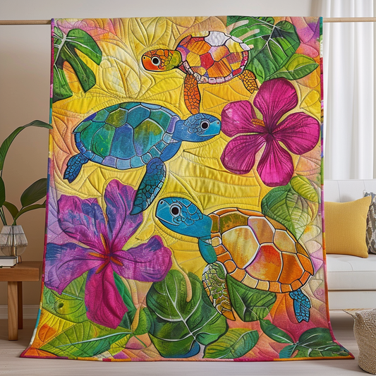 Turtle Oasis Quilted Blanket - Throw (55" x 60")