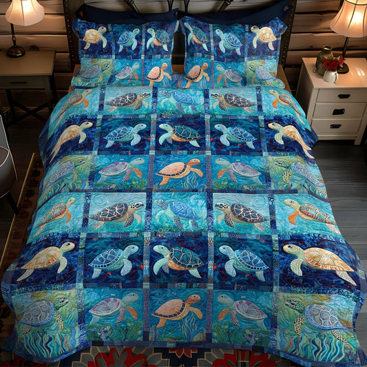 Turtle Reef Escape 3-Piece Quilted Bedding Set - Single (59" x 70")
