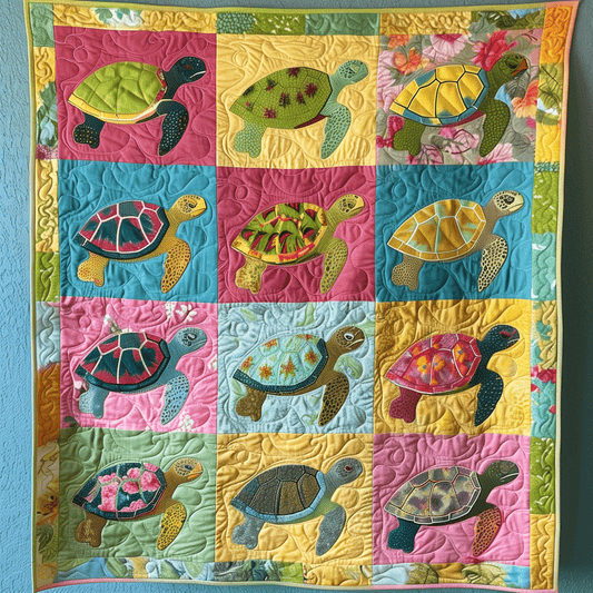 Turtle Reef Quilted Blanket - Throw (55" x 60")