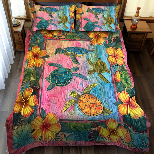 Turtle Reef Relaxation 3-Piece Quilted Bedding Set - Single (59" x 70")
