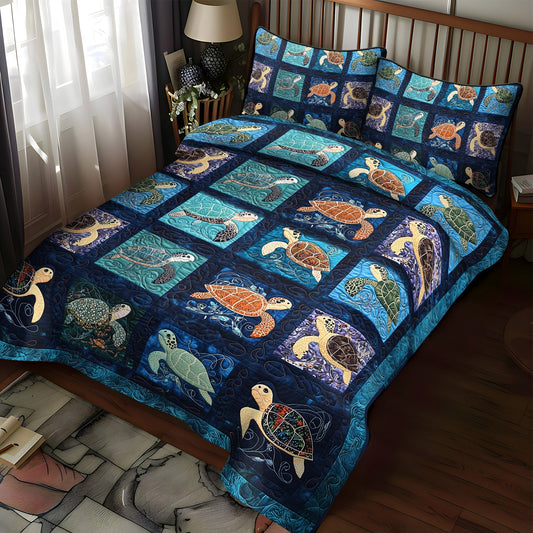 Turtle Tide Calm 3-Piece Quilted Bedding Set - Single (59" x 70")