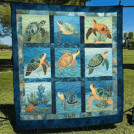 Turtle Tide Quilted Blanket - Throw (55" x 60")
