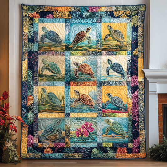 Turtle Tide Quilted Blanket - Throw (55" x 60")