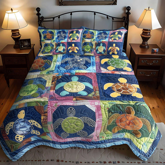 Turtle Tidepool 3-Piece Quilted Bedding Set - Single (59" x 70")