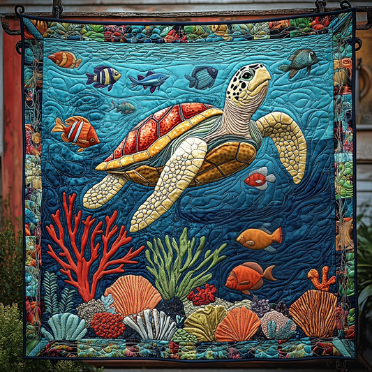 Turtle Tidepool Quilted Blanket - Throw (55" x 60")