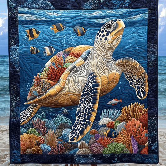 Turtle Tides Quilted Blanket - Throw (55" x 60")