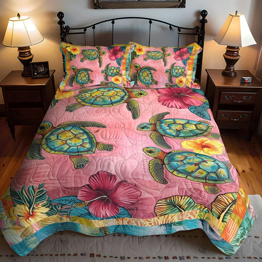 Turtle Tranquility 3-Piece Quilted Bedding Set - Single (59" x 70")