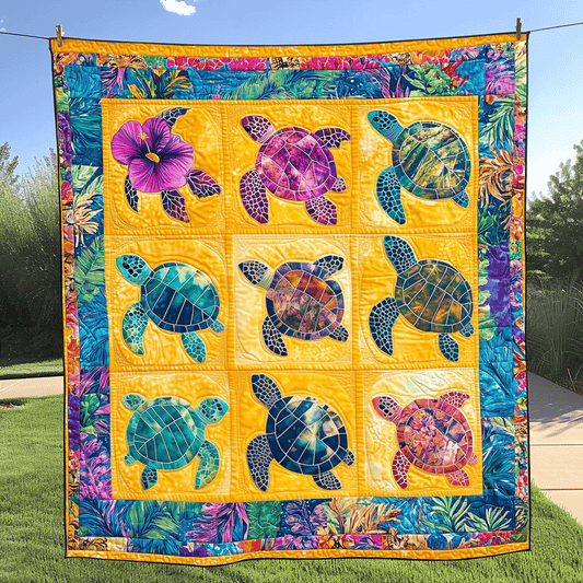 Turtle Tranquility Quilted Blanket - Throw (55" x 60")