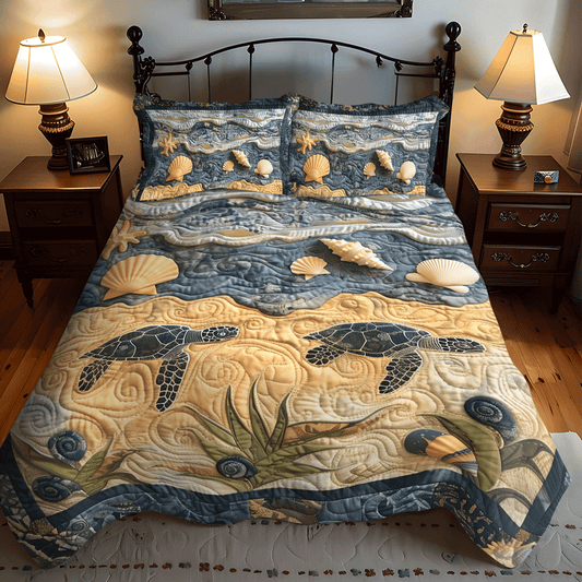 Turtle Trek 3-Piece Quilted Bedding Set - Single (59" x 70")