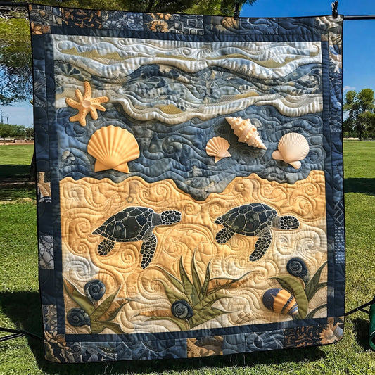 Turtle Trek Quilted Blanket - Throw (55" x 60")
