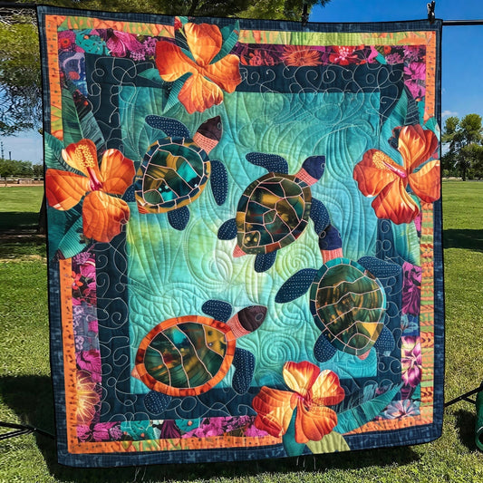 Turtle Trek Quilted Blanket - Throw (55" x 60")