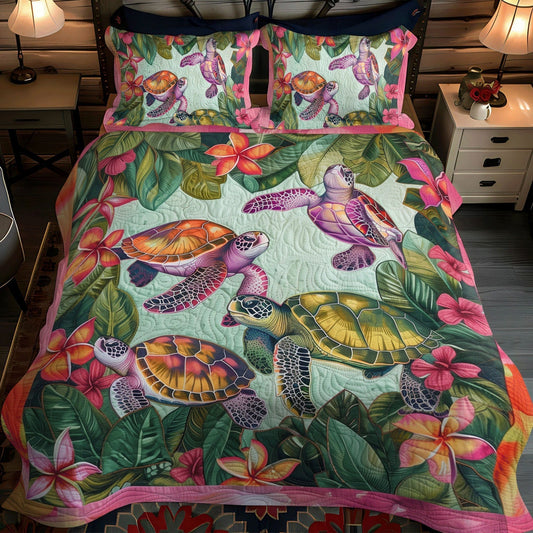 Turtle Whisper 3-Piece Quilted Bedding Set - Single (59" x 70")