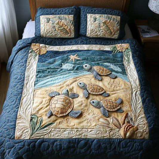 Turtles in Paradise Quilted Bedding Set - Single (59" x 70")