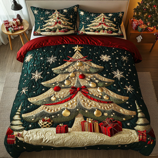 Twinkling Tannenbaum 3-Piece Quilted Bedding Set - Single (59" x 70")