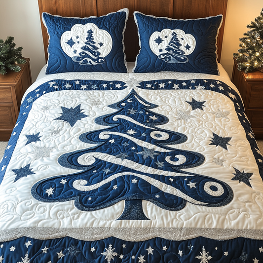 Twinkling Tree 3-Piece Quilted Bedding Set - Single (59" x 70")