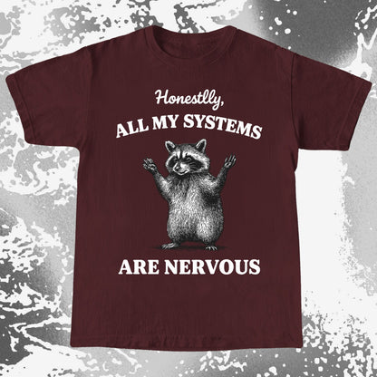 Nervous Systems Raccoon, funny meme tee gift (view 3)