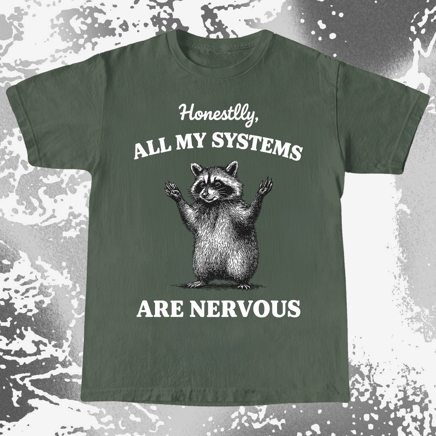 Nervous Systems Raccoon, funny meme tee gift (view 6)
