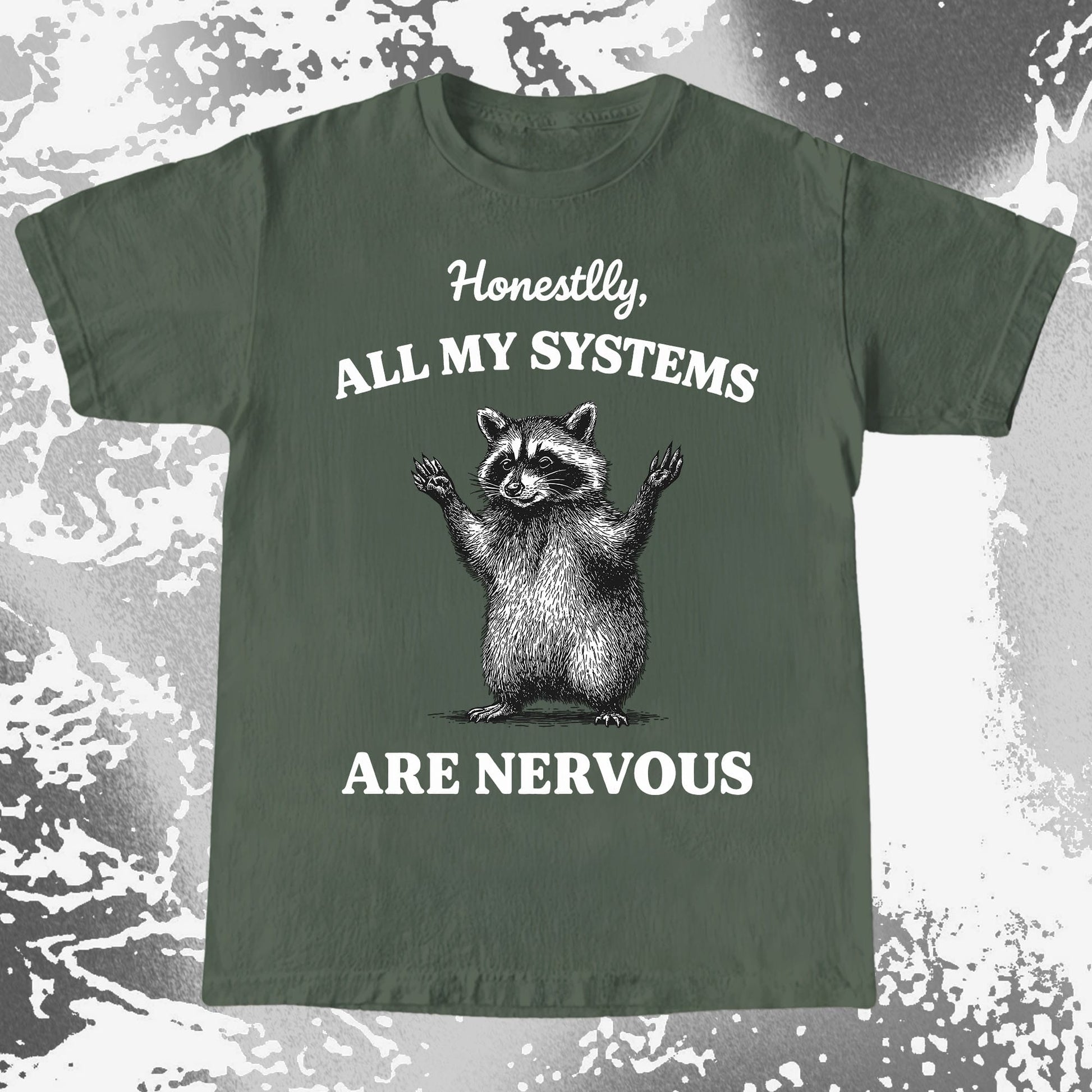 Nervous Systems Raccoon, funny meme tee gift (view 6)
