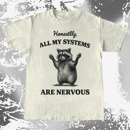 Nervous Systems Raccoon, funny meme tee gift (view 4)