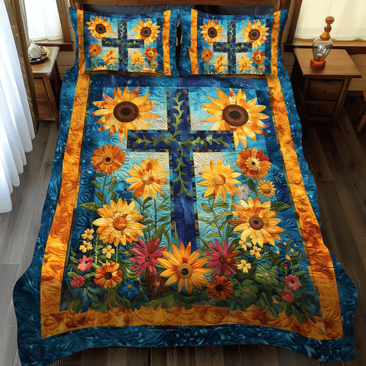 Vibrant Fields 3-Piece Quilted Bedding Set - Single (59" x 70")