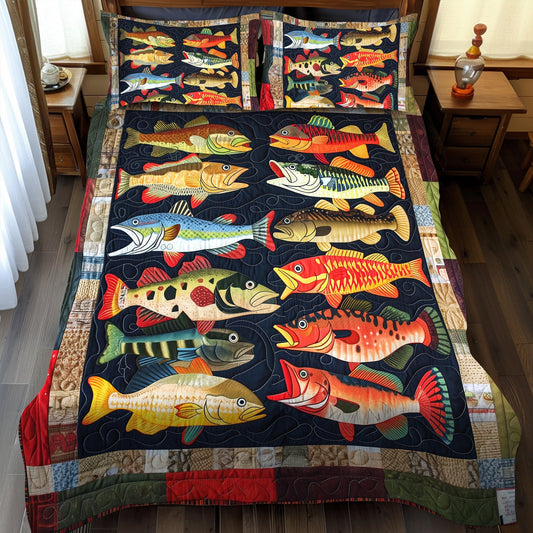 Vibrant Trout 3-Piece Quilted Bedding Set - Single (59" x 70")