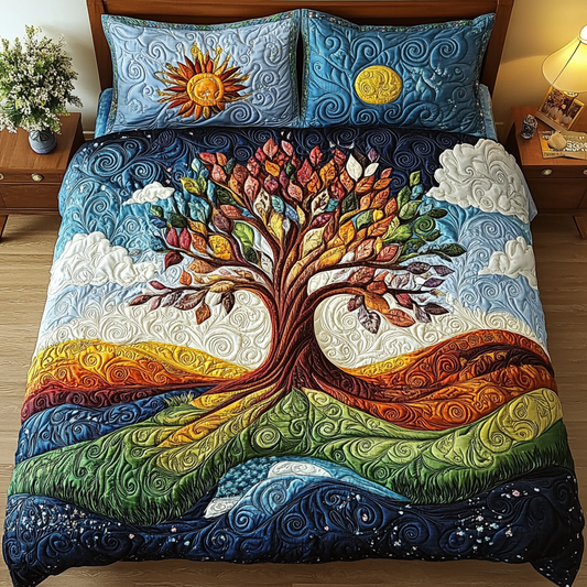 Vibrant Life Tree 3-Piece Quilted Bedding Set - Single (59" x 70")