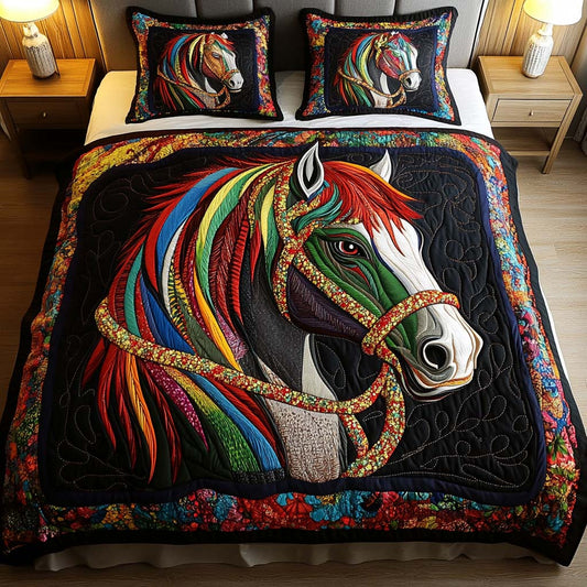 Vibrant Mane 3-Piece Quilted Bedding Set - Single (59" x 70")