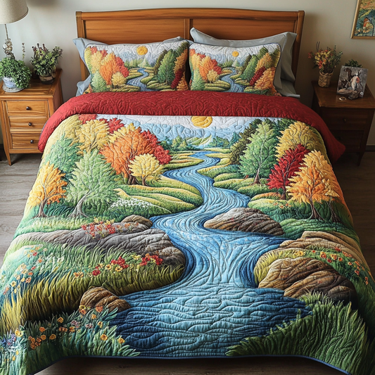 Vibrant Nature 3-Piece Quilted Bedding Set - Single (59" x 70")
