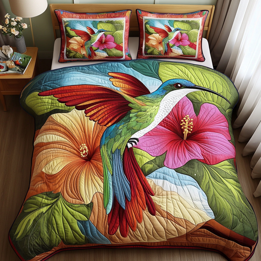 Vibrant Wings 3-Piece Quilted Bedding Set - Single (59" x 70")