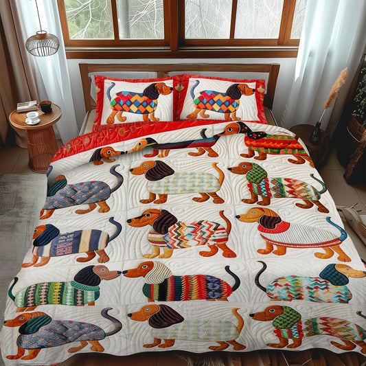 Wagging Tails 3-Piece Quilted Bedding - Single (59" x 70")