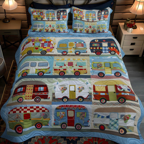 Wanderlust Wheels 3-Piece Quilted Bedding Set - Single (59" x 70")