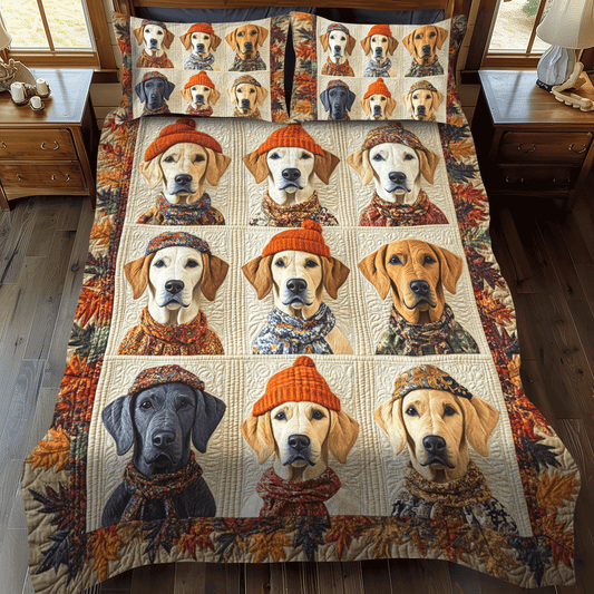 Warm And Fuzzy Labrador 3-Piece Quilted Bedding Set - Single (59" x 70")