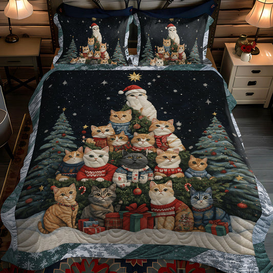 Warm Whiskers 3-Piece Quilted Bedding Set - Single (59" x 70")