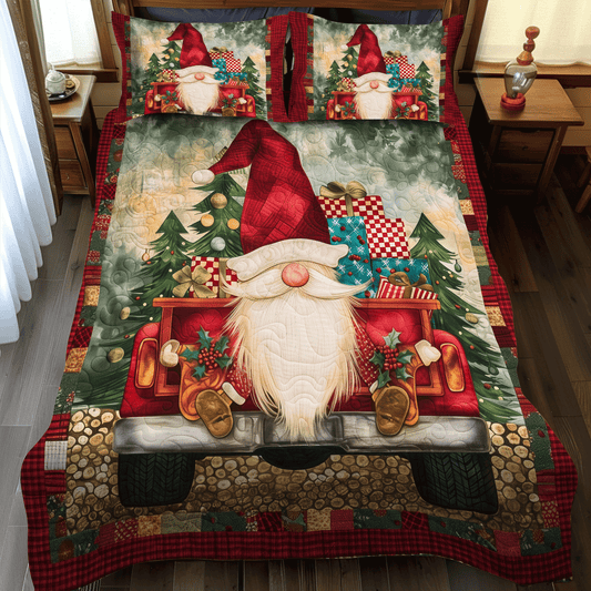 Whimsical Gnome 3-Piece Quilted Bedding Set - Single (59" x 70")