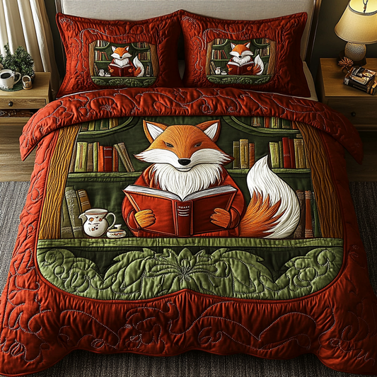 Whimsical Library 3-Piece Quilted Bedding Set - Single (59" x 70")